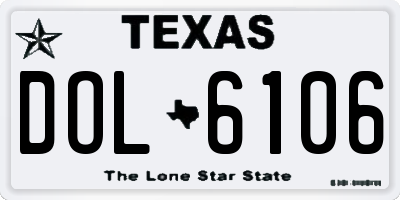 TX license plate DOL6106