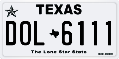 TX license plate DOL6111