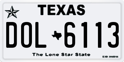 TX license plate DOL6113