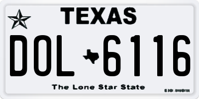 TX license plate DOL6116