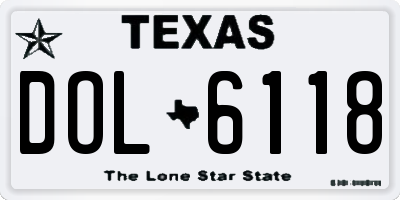 TX license plate DOL6118