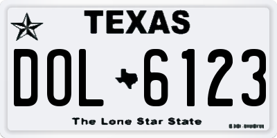 TX license plate DOL6123