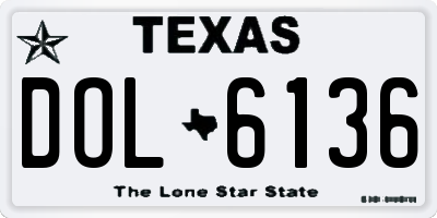 TX license plate DOL6136
