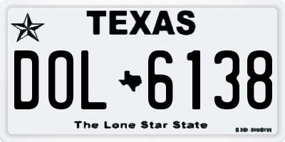 TX license plate DOL6138
