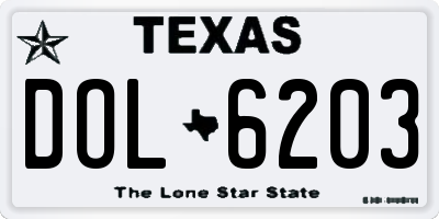 TX license plate DOL6203