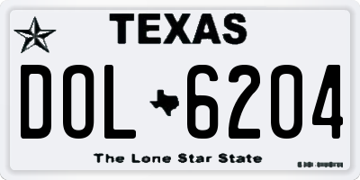 TX license plate DOL6204