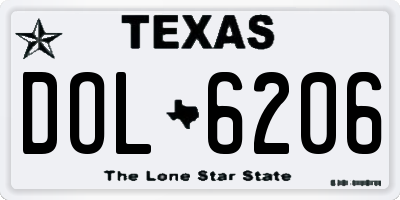 TX license plate DOL6206