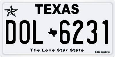 TX license plate DOL6231
