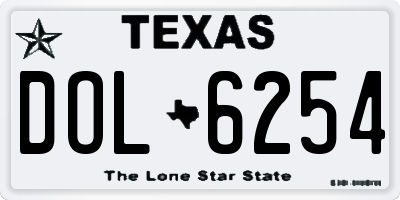 TX license plate DOL6254