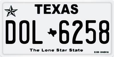 TX license plate DOL6258
