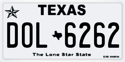 TX license plate DOL6262