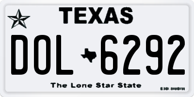 TX license plate DOL6292