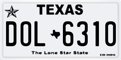 TX license plate DOL6310