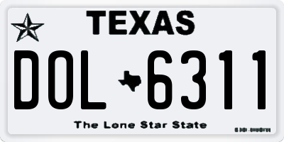 TX license plate DOL6311