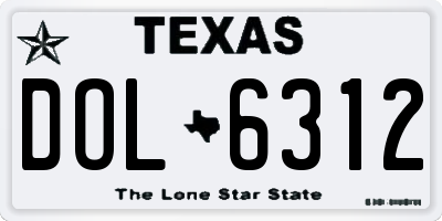TX license plate DOL6312
