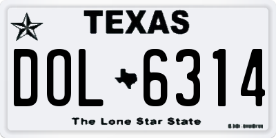 TX license plate DOL6314