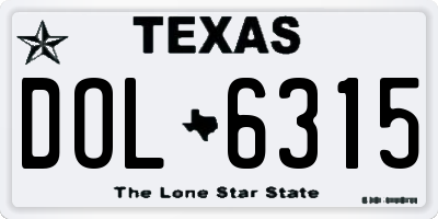 TX license plate DOL6315