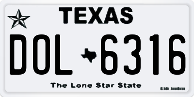 TX license plate DOL6316