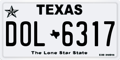 TX license plate DOL6317