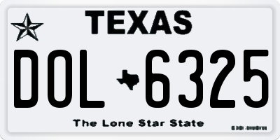 TX license plate DOL6325