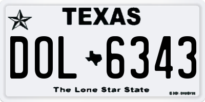 TX license plate DOL6343