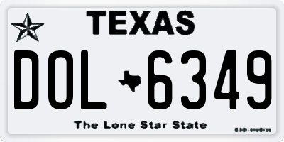 TX license plate DOL6349