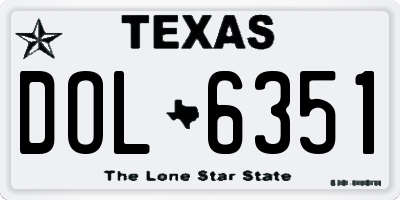 TX license plate DOL6351