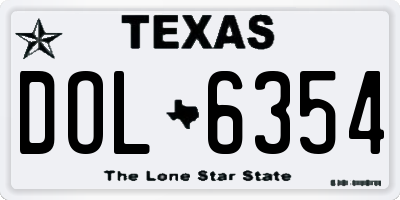 TX license plate DOL6354