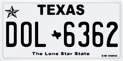 TX license plate DOL6362