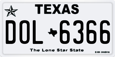 TX license plate DOL6366