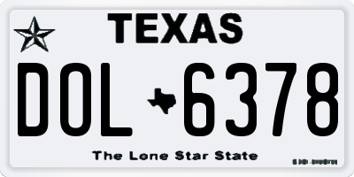 TX license plate DOL6378