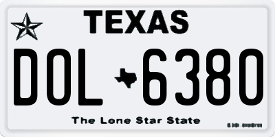 TX license plate DOL6380