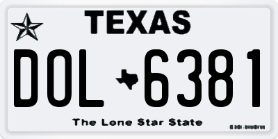 TX license plate DOL6381