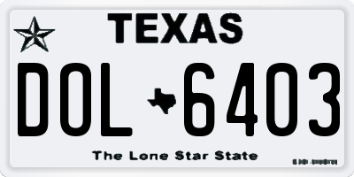 TX license plate DOL6403