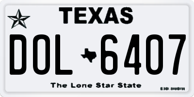 TX license plate DOL6407