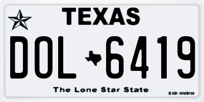 TX license plate DOL6419