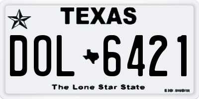 TX license plate DOL6421
