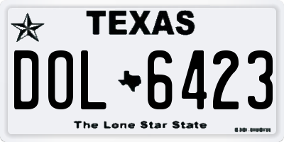 TX license plate DOL6423