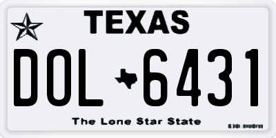 TX license plate DOL6431