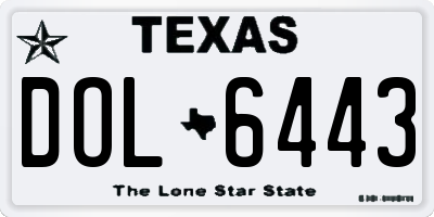 TX license plate DOL6443