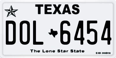 TX license plate DOL6454