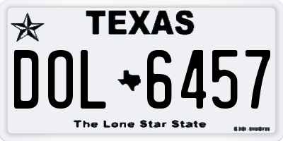 TX license plate DOL6457