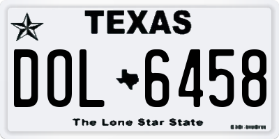 TX license plate DOL6458