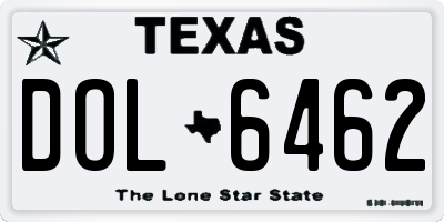 TX license plate DOL6462