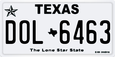 TX license plate DOL6463