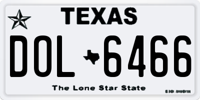 TX license plate DOL6466
