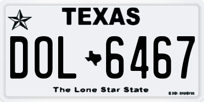 TX license plate DOL6467