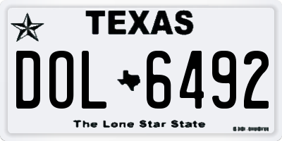 TX license plate DOL6492