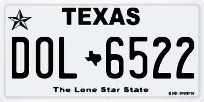 TX license plate DOL6522