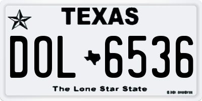 TX license plate DOL6536